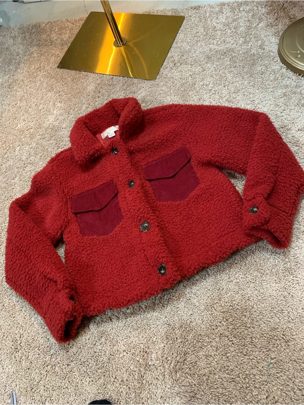 B.O.G Collective Band of Gypsies Red Sherpa Fleece Jacket